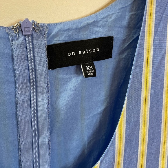 En Saison Alanna Striped Tiered Dress Blue/Yellow Size XS - Picture 8 of 9